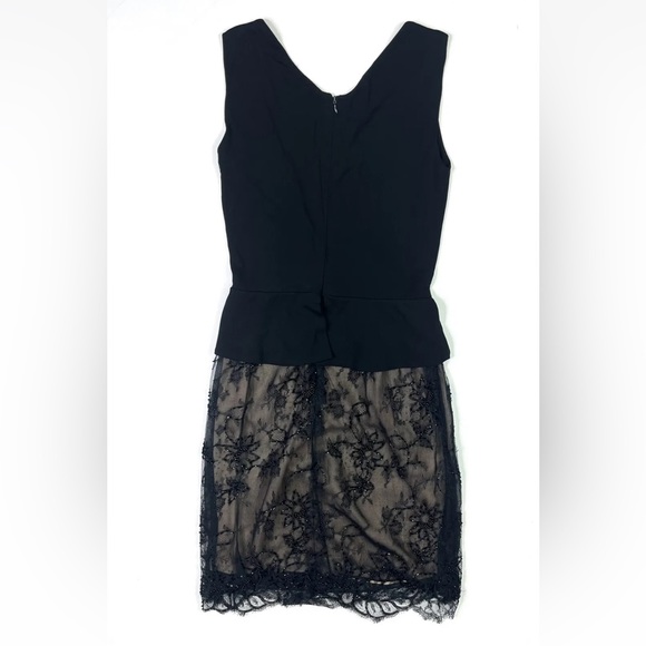 Kevan Hall Beaded Lace Dress Women’s 6 Black Floral Cocktail Form Fitting - Picture 2 of 9
